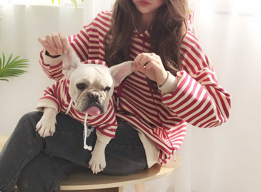 Twinzies Striped Hoodie - Matching Parent&Bulldog Hoodie